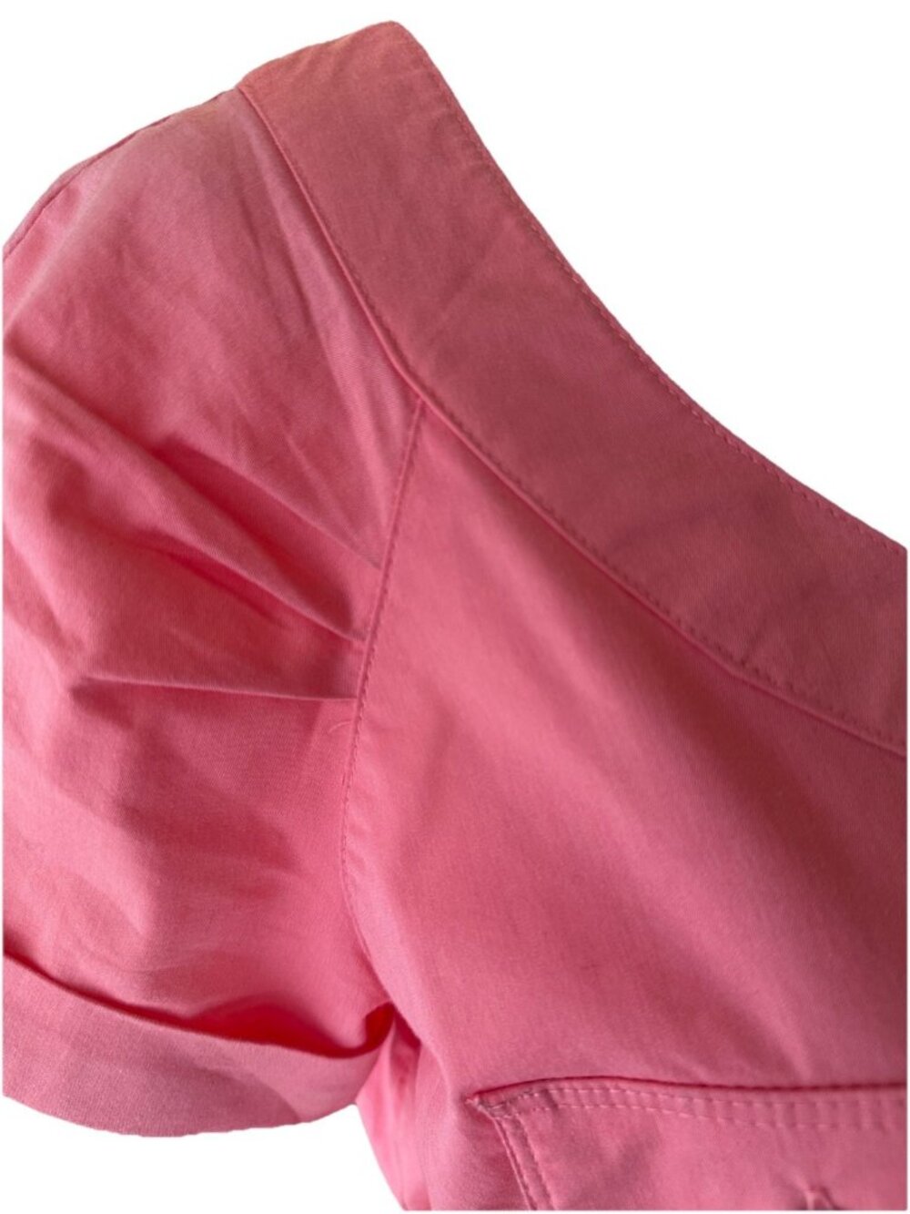 New York & Company Pink Button Up Belted Pleated Sleeve Size M Retro - Picture 2 of 8